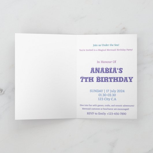 Magische Zeemeermin Aquarel Verjaardagsfeest (Binnen)