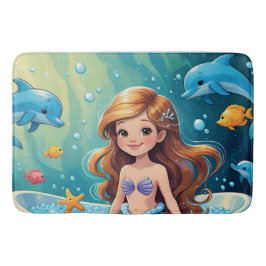 Magische zeemeermin badtijd met dolfijnen badmat