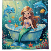 Magische zeemeermin badtijd met dolfijnen douchegordijn (Voorkant)
