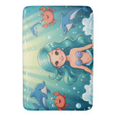 Magische Zeemeermin Badtijd met Dolfijnen Krab Badmat (Voorkant Verticaal)