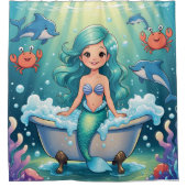 Magische Zeemeermin Badtijd met Dolfijnen Krab Douchegordijn (Voorkant)