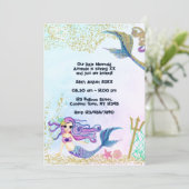 Magische Zeemeermin Faux Glitter Kids Verjaardagsf Kaart (Staand voorkant)