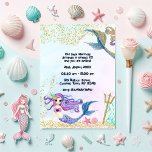 Magische Zeemeermin Faux Glitter Kids Verjaardagsf Kaart<br><div class="desc">Duik in plezier met deze betoverende zeemeermin-thema verjaardagsfeestje uitnodiging! Met een prachtige zeemeermin, glinsterende gouden glitteraccenten en onderwaterdetails is dit ontwerp ideaal voor het vieren van oceaanthema of grillige kinder feesten. Volledig aanpasbaar met je feestdetails en favoriete foto, het is ideaal om de speciale dag van je kleine zeemeermin magisch...</div>