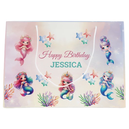 Magische Zeemeermin Gelukkige Verjaardag Groot Cadeauzakje (Voorkant)