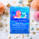 Magische Zeemeermin Glitter Verjaardagsfeestuitnod Kaart