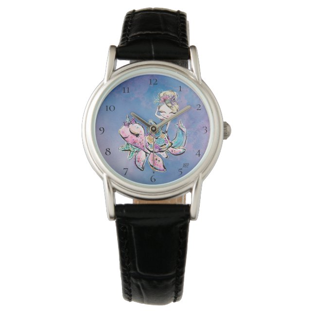 *~* Magische Zeemeermin Glitter Zee Schildpad Horloge (Voorkant)