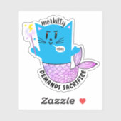 Magische zeemeermin kat kwaad god gepersonaliseerd sticker (Vel)