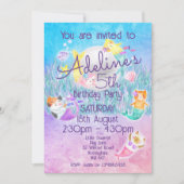 Magische Zeemeermin Kat Uitnodigingen (Voorkant)