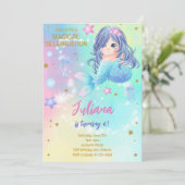 Magische Zeemeermin Kinderen Verjaardag Uitnodigin Kaart (Staand voorkant)