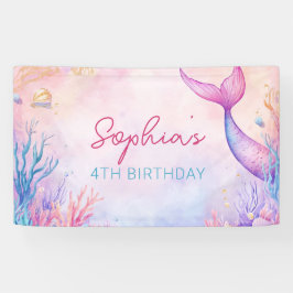 Magische zeemeermin meisje verjaardagsfeestje spandoek