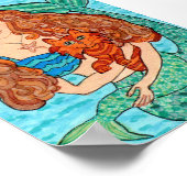 Magische zeemeermin met Cat Folk Art Poster (Hoek)