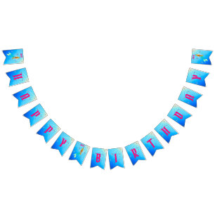 Magische zeemeermin met Golden Hair Birthday Bunti Vlaggetjes