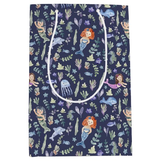 Magische Zeemeermin Moderne Waterverf Medium Cadeauzakje (Voorkant)