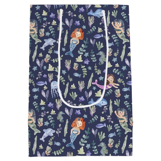 Magische Zeemeermin Moderne Waterverf Medium Cadeauzakje (Achterkant)