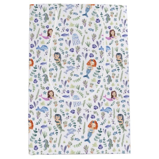 Magische Zeemeermin Moderne Waterverf Medium Cadeauzakje (Voorkant)