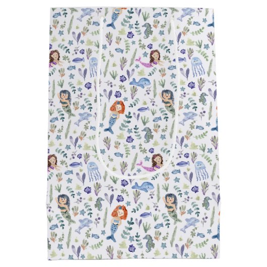 Magische Zeemeermin Moderne Waterverf Medium Cadeauzakje (Achterkant)