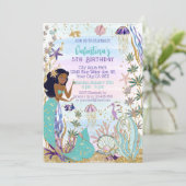 Magische Zeemeermin Onder het Zee Glitter Verjaard Kaart (Staand voorkant)