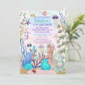Magische Zeemeermin Onder het Zee Glitter Verjaard Kaart (Staand voorkant)