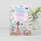 Magische Zeemeermin Onder het Zee Glitter Verjaard Kaart (Staand voorkant)