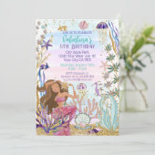 Magische Zeemeermin Onder het Zee Glitter Verjaard Kaart (Staand voorkant)