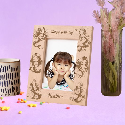 Magische zeemeermin onder het Zee Kids Verjaardags Gegraveerde Lijstjes