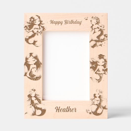 Magische zeemeermin onder het Zee Kids Verjaardags Gegraveerde Lijstjes (Voorkant)