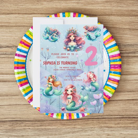 Magische zeemeermin onder het Zee Kids Verjaardags Kaart