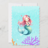 Magische zeemeermin onder het Zee Kids Verjaardags Kaart (Achterkant)