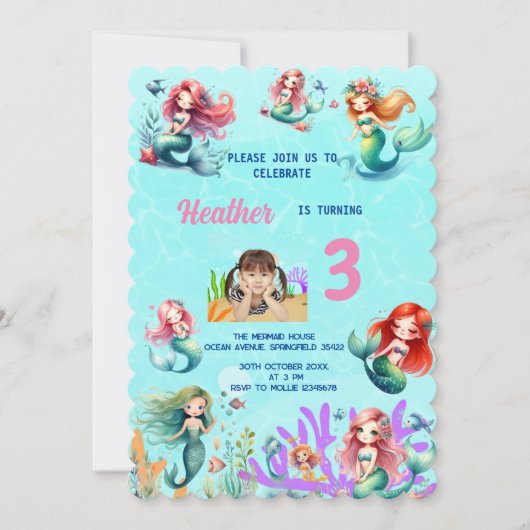 Magische zeemeermin onder het Zee Kids Verjaardags Kaart