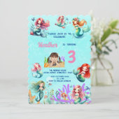 Magische zeemeermin onder het Zee Kids Verjaardags Kaart (Staand voorkant)