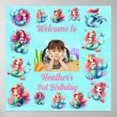 Magische zeemeermin onder het Zee Kids Verjaardags Poster (Voorkant)