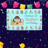 Magische zeemeermin onder het Zee Kids Verjaardags Spandoek