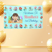 Magische zeemeermin onder het Zee Kids Verjaardags Spandoek