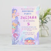 Magische zeemeermin onder het Zee meisje verjaarda Kaart (Staand voorkant)