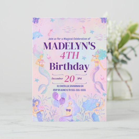 Magische zeemeermin onder het Zee 'Meisjes' op zat Kaart (Staand voorkant)