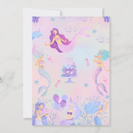 Magische zeemeermin onder het Zee 'Meisjes' op zat Kaart (Achterkant)