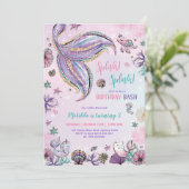 Magische Zeemeermin Onder het Zee Verjaardagsfeest Kaart (Staand voorkant)