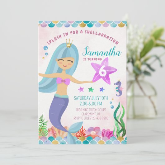 Magische Zeemeermin Onder het Zee Verjaardagsuitno Kaart (Staand voorkant)