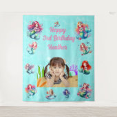 Magische Zeemeermin Onder Zee Foto Achtergrond Wandkleed (Voorkant)