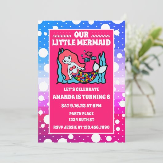 Magische zeemeermin onder Zee van de Birthday Part Kaart (Staand voorkant)