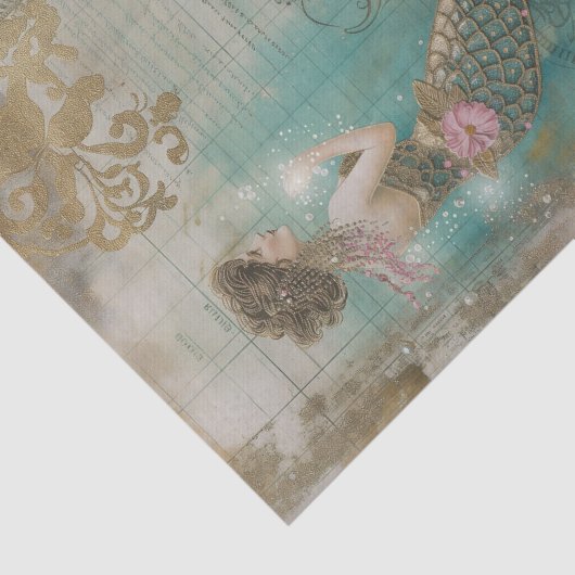 Magische Zeemeermin Onderwater Decoupage Tissuepapier (Detail)