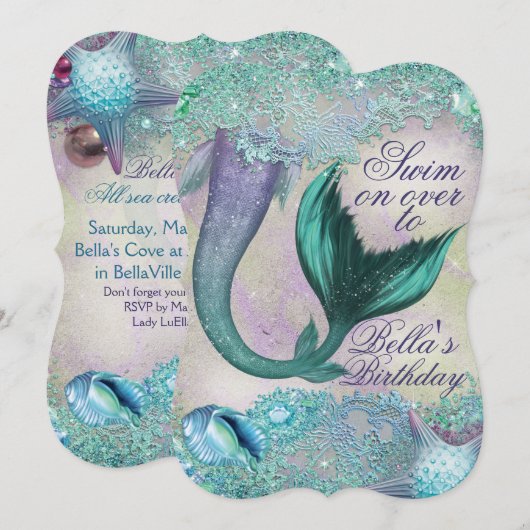 Magische Zeemeermin Party uitnodigingen (Voorkant / Achterkant)