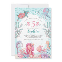 Magische Zeemeermin Party Verjaardag uitnodiging