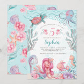 Magische Zeemeermin Party Verjaardag uitnodiging (Voorkant / Achterkant)