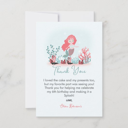Magische zeemeermin prinses verjaardagsfeestje bedankkaart (Voorkant)