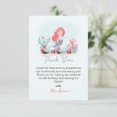 Magische zeemeermin prinses verjaardagsfeestje bedankkaart (Staand voorkant)