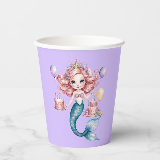 Magische zeemeermin regenboog Verjaardag meisje fe Papieren Bekers (Voorkant)