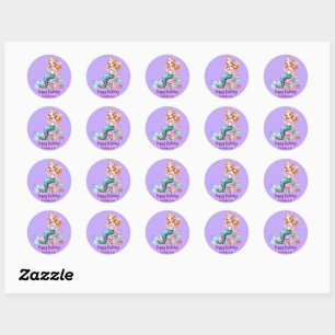 Magische zeemeermin regenboog Verjaardag meisje fe Ronde Sticker