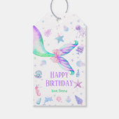 Magische Zeemeermin Roze Paarse Gelukkige Verjaard Cadeaulabel (Voorkant)