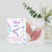 Magische zeemeermin roze Paarse verjaardag Bedankkaart (Staand voorkant)